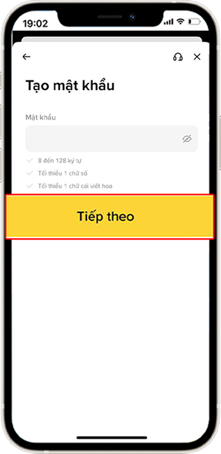 Bước 4: Nhập mật khẩu sau đó chọn TIẾP THEO.
